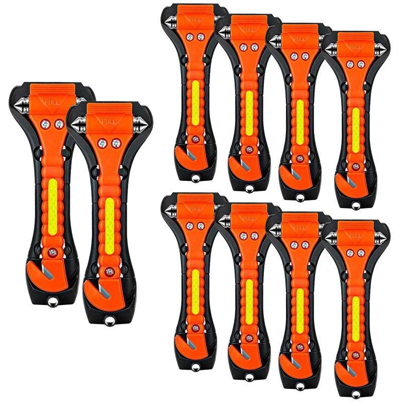 Nomiou 10 Pack Safety Hammer, Emergency Escape Tool with Car Window Breaker and Seat Belt Cutter, Life Saving Survival Kit - Image 1